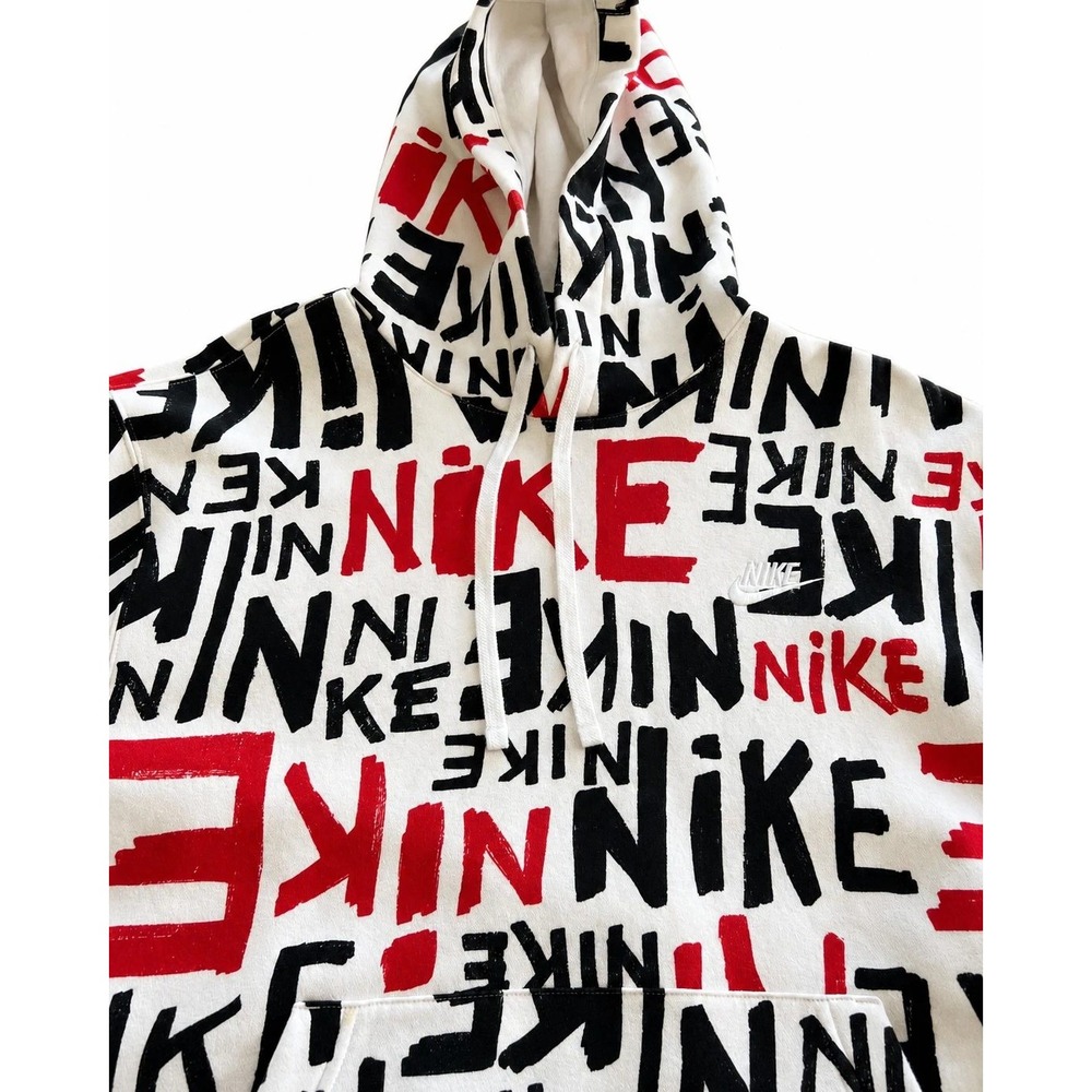 Nike Sportswear all-over print hoodie | White/Black/Red | Very good